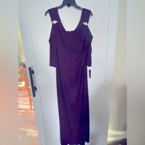 R&M Richards floor length gown w/embellished shoulders. Plum. Size 18 .